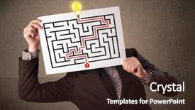  Presentation with paper - Colorful presentation theme enhanced with problem solving people - young businessman holding a paper backdrop and a wine colored foreground