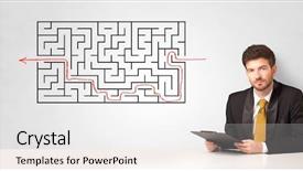  Presentation with problem solving - Cool new presentation design with problem solving presentation - businessman presenting a maze backdrop and a white colored foreground