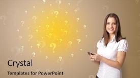  Presentation with question - Colorful PPT layouts enhanced with problem solving presentation - young person presenting something backdrop and a  colored foreground