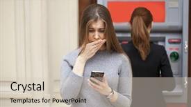  Presentation with problem statement - PPT layouts enhanced with problem statement - frustrated young woman stands background and a lemonade colored foreground