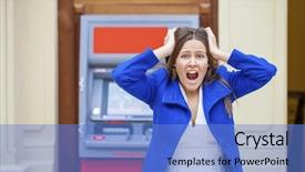  Presentation with problem statement - Slide set consisting of problem statement - frustrated young woman stands background and a teal colored foreground