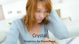  Presentation with financial statement - Beautiful slide set featuring problem statement - stressed woman facing financial difficulties backdrop and a light blue colored foreground