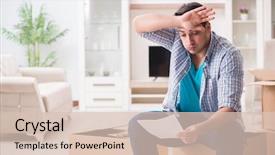  Presentation with foreclosure - Presentation design having problem statement - unemployed man receiving foreclosure notice background and a lemonade colored foreground