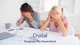  Presentation with doing the right thing - Beautiful presentation theme featuring problem statement - worried couple doing accountsin their backdrop and a sky blue colored foreground