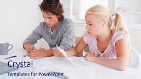  Presentation with problem statement - Slide deck featuring problem statement - worried cute couple accounting background and a sky blue colored foreground