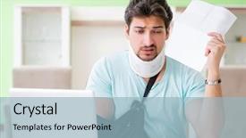  Presentation with student - PPT theme having problem statement - young student man with neck background and a light blue colored foreground