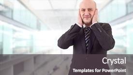  Presentation with office farewell - Colorful slide set enhanced with problematic - businessman in a suit gestures backdrop and a  colored foreground