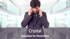  Presentation with headache - Slides consisting of problematic - businessman in a suit gestures background and a  colored foreground