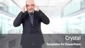  Presentation with plants in office - Cool new PPT theme with problematic - businessman in a suit gestures backdrop and a dark gray colored foreground