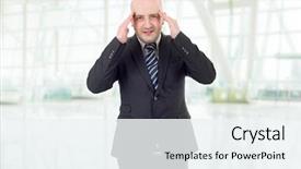  Presentation with headache - Amazing PPT theme having problematic - businessman in a suit gestures backdrop and a  colored foreground