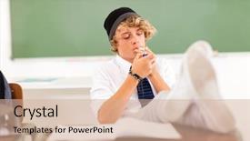  Presentation with teen - Cool new slide deck with problematic teen boy smoking backdrop and a  colored foreground