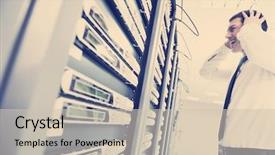  Presentation with server room - Audience pleasing PPT theme consisting of problems and looking for disaster backdrop and a soft green colored foreground