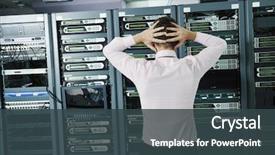  Presentation with server room - Presentation design consisting of problems and looking for disaster background and a tawny brown colored foreground