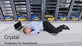  Presentation with business networking - PPT theme enhanced with steam locomotive rusting for ages background and a dark gray colored foreground.