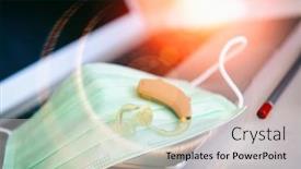  Presentation with medical laptop - Theme with problems-of-the-deaf-during background and a light gray colored foreground