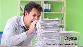  Presentation with workload - Beautiful PPT layouts featuring problems with paperwork and workload backdrop and a  colored foreground