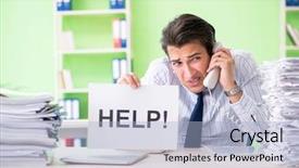  Presentation with workload - Beautiful presentation theme featuring problems with paperwork and workload backdrop and a light blue colored foreground