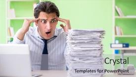  Presentation with workload - Slide set consisting of problems with paperwork and workload background and a  colored foreground
