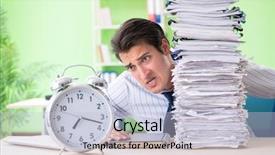  Presentation with workload - Colorful slide deck enhanced with problems with paperwork and workload backdrop and a light blue colored foreground