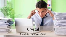  Presentation with workload - PPT theme with problems with paperwork and workload background and a soft green colored foreground