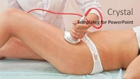  Presentation with hip - Presentation design consisting of procedure for women hip against cellulite and fat background and a lemonade colored foreground