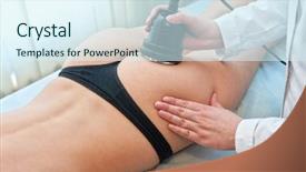  Presentation with hip - Audience pleasing theme consisting of procedure for women hip for cellulite and fat backdrop and a cool aqua colored foreground