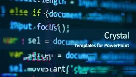  Presentation with computer software - Cool new slide deck with procedure hacking - software computer programming code backdrop and a ocean colored foreground