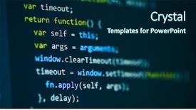  Presentation with computer software - Colorful PPT layouts enhanced with procedure hacking - software computer programming code backdrop and a navy blue colored foreground