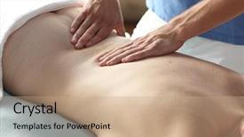  Presentation with healing - Presentation design enhanced with process - female receiving back massage background and a coral colored foreground