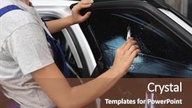  Presentation with process - PPT theme having process adherence - female worker tinting car window background and a tawny brown colored foreground