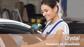  Presentation with worker - PPT layouts enhanced with process adherence - female worker tinting car window background and a  colored foreground
