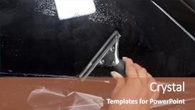  Presentation with worker - Cool new slides with process adherence - female worker tinting car window backdrop and a  colored foreground