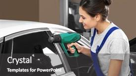  Presentation with pest car control - PPT layouts enhanced with process adherence - female worker tinting car window background and a  colored foreground