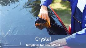  Presentation with insulation worker harassment workplace - Presentation theme enhanced with process adherence - worker applying tinting foil onto background and a  colored foreground