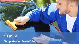  Presentation with worker abuse - Beautiful slides featuring process adherence - worker applying tinting foil onto backdrop and a  colored foreground