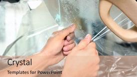  Presentation with film studies - Cool new theme with process adherence - worker removing film from car backdrop and a  colored foreground