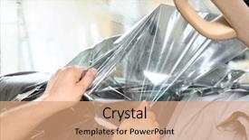  Presentation with animated film countdown - Amazing slide deck having process adherence - worker removing film from car backdrop and a  colored foreground