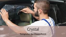  Presentation with wine shop and barrel - Audience pleasing slide deck consisting of process adherence - worker tinting car window backdrop and a  colored foreground