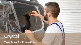  Presentation with wine shop and barrel - PPT theme with process adherence - worker tinting car window background and a coral colored foreground