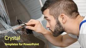  Presentation with wine shop and barrel - Slide deck consisting of process adherence - worker tinting car window background and a  colored foreground