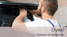  Presentation with worker - Beautiful theme featuring process adherence - worker tinting car window backdrop and a  colored foreground