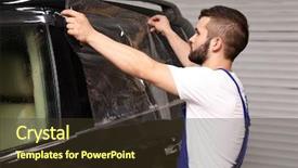  Presentation with wine shop and barrel - PPT theme with process adherence - worker tinting car window background and a tawny brown colored foreground