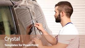  Presentation with wine shop and barrel - Beautiful PPT theme featuring process adherence - worker tinting car window backdrop and a  colored foreground