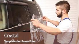  Presentation with wine shop and barrel - Slide deck with process adherence - worker tinting car window background and a  colored foreground