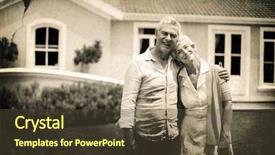  Presentation with active seniors senior couple - PPT theme enhanced with process animation - grey background against senior couple background and a  colored foreground