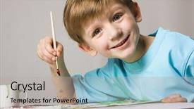  Presentation with blue - Presentation theme enhanced with process animation - isolated on white blond boy background and a  colored foreground