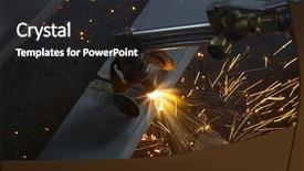  Presentation with steel heat treatment camshaft - Slides consisting of process automated - machine for cutting steel background and a  colored foreground