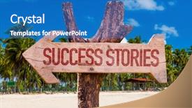  Presentation with success stories - Cool new presentation design with process change training - success stories arrow with beach backdrop and a teal colored foreground