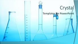  Presentation with lab glassware - Cool new slide deck with blue science - research lab assorted glassware equipment backdrop and a cool aqua colored foreground