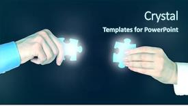  Presentation with world puzzle - Slide set having jigsaw pieces world - hands with puzzle details partnership background and a  colored foreground
